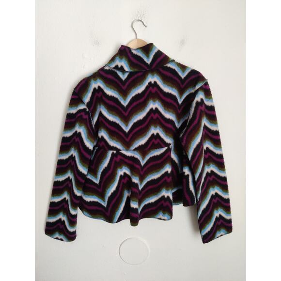 Urban Outfitters Purple Blue Chevron Striped Fleece Popover Babydoll Sweater S - Picture 8 of 9
